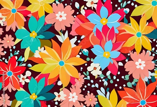 Wallpaper image, colorful floral pattern, detailed and beautiful patterns