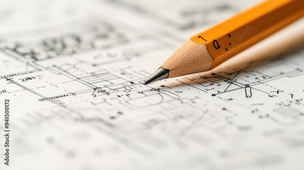 Close-up of an engineering drawing with detailed annotations, highlighting the precision required in design Close-up of an engineering drawing with detailed annotations, highlighting the precision required in design
