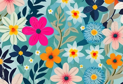 Wallpaper image, colorful floral pattern, detailed and beautiful patterns
