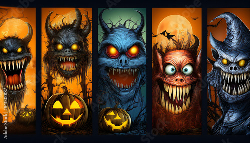 creepy halloween banners collection banners featuring creepy monsters