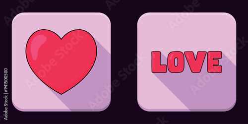 Love app icons set. Heart app icon. Red pink love icons
