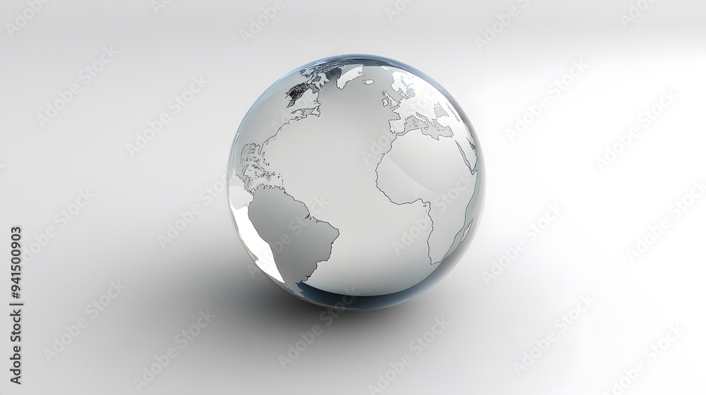 CG Transparent Globe: A CG-rendered transparent globe, with continents subtly etched on its surface, floating on a white background.
CG Transparent Globe: A CG-rendered transparent globe, with continents subtly etched on its surface, floating on a white background.