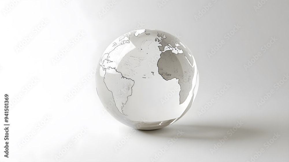 CG Transparent Globe: A CG-rendered transparent globe, with continents subtly etched on its surface, floating on a white background.
CG Transparent Globe: A CG-rendered transparent globe, with continents subtly etched on its surface, floating on a white background.
