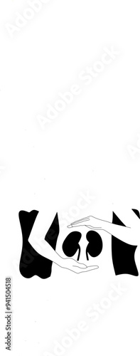 Kidney save stock black and white design vector for banner and poster