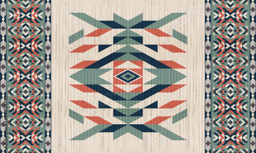 American tribal ethnic native pattern.Traditional Navajo,Aztec,Apache,Southwest and Mexican style fabric pattern.Abstract vector motifs pattern.For fabric,clothing,blanket,carpet,woven,wrap,decoration