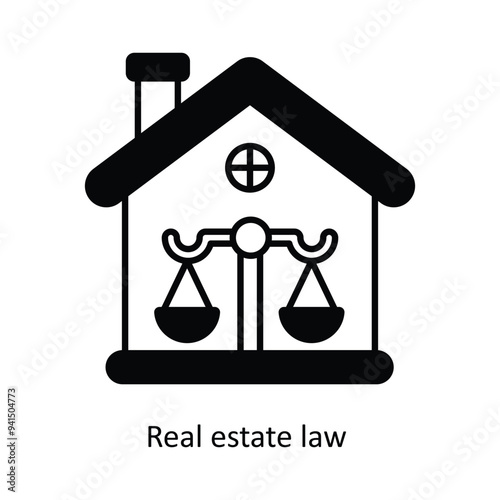 Real Estate Law  Vector filled outline icon design illustration. Law And Justice symbol on white background EPS 10 File .