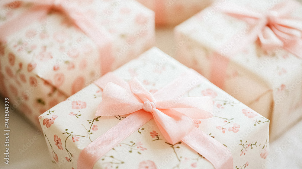 Fototapeta premium Baby shower or baby welcoming celebration at home, party decor and holiday decoration idea