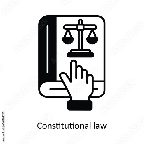 Constitutional Law Vector filled outline icon design illustration. Law And Justice symbol on white background EPS 10 File .