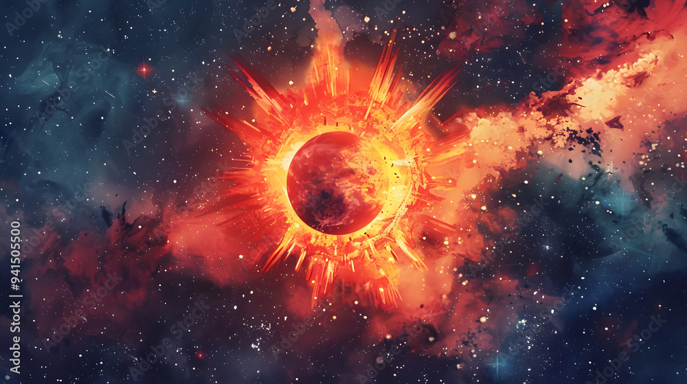 Supernova Space Element Watercolor Style