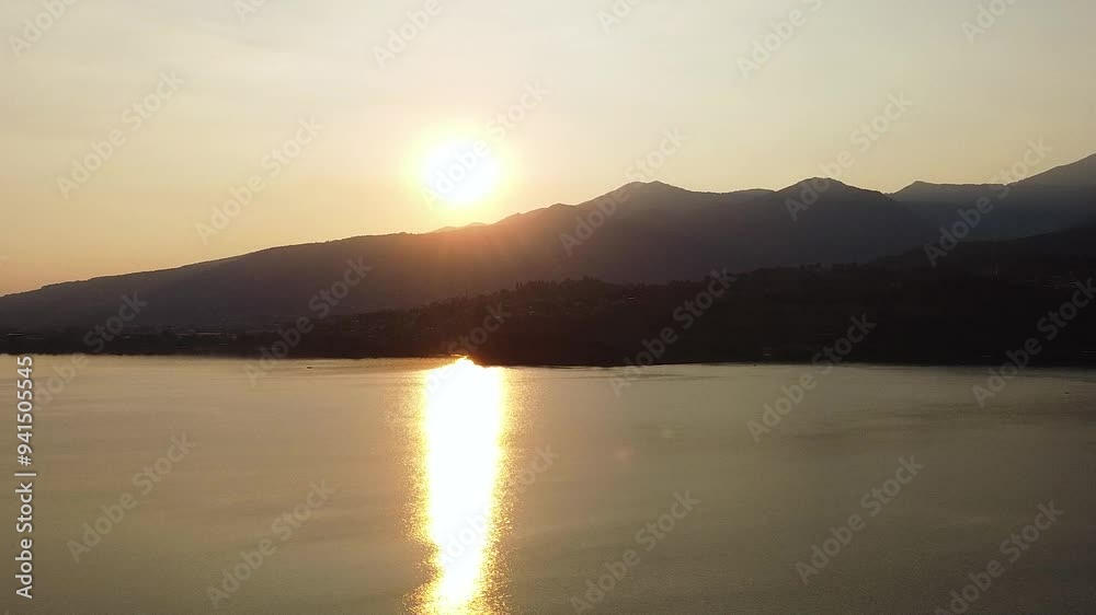 Top view with drone on lake garda in italy Top view with drone on lake garda in italy