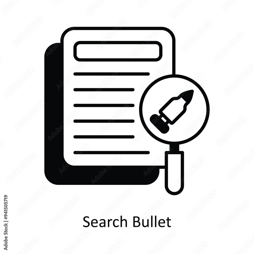 Search Bullet Vector filled outline icon design illustration. Law And Justice symbol on white background EPS 10 File . Search Bullet Vector filled outline icon design illustration. Law And Justice symbol on white background EPS 10 File .
