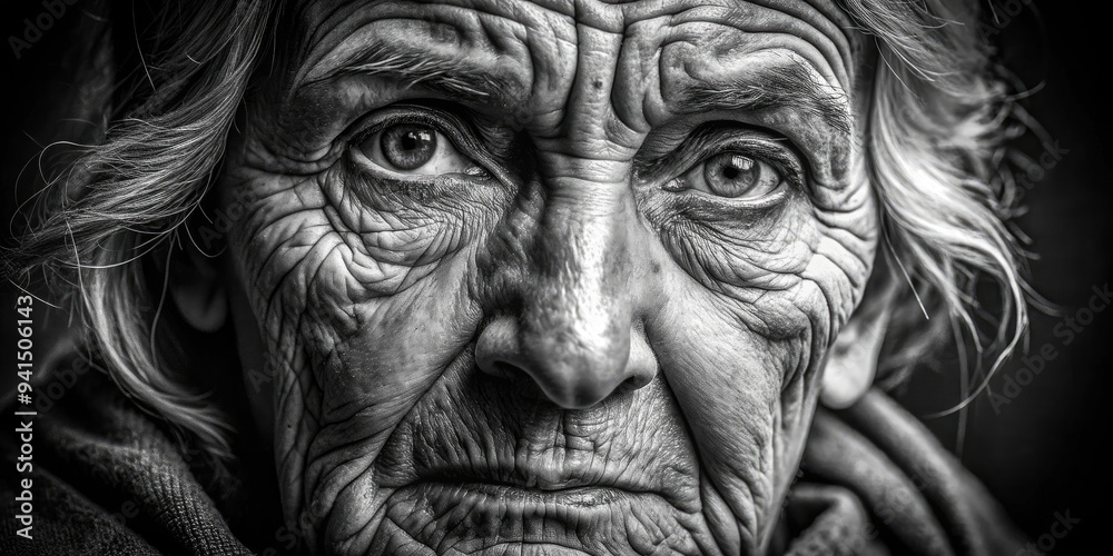 Aging Angst: Poignant expressions captured in monochrome, conveying the anxiety of aging with rising prices. Aging Angst: Poignant expressions captured in monochrome, conveying the anxiety of aging with rising prices.