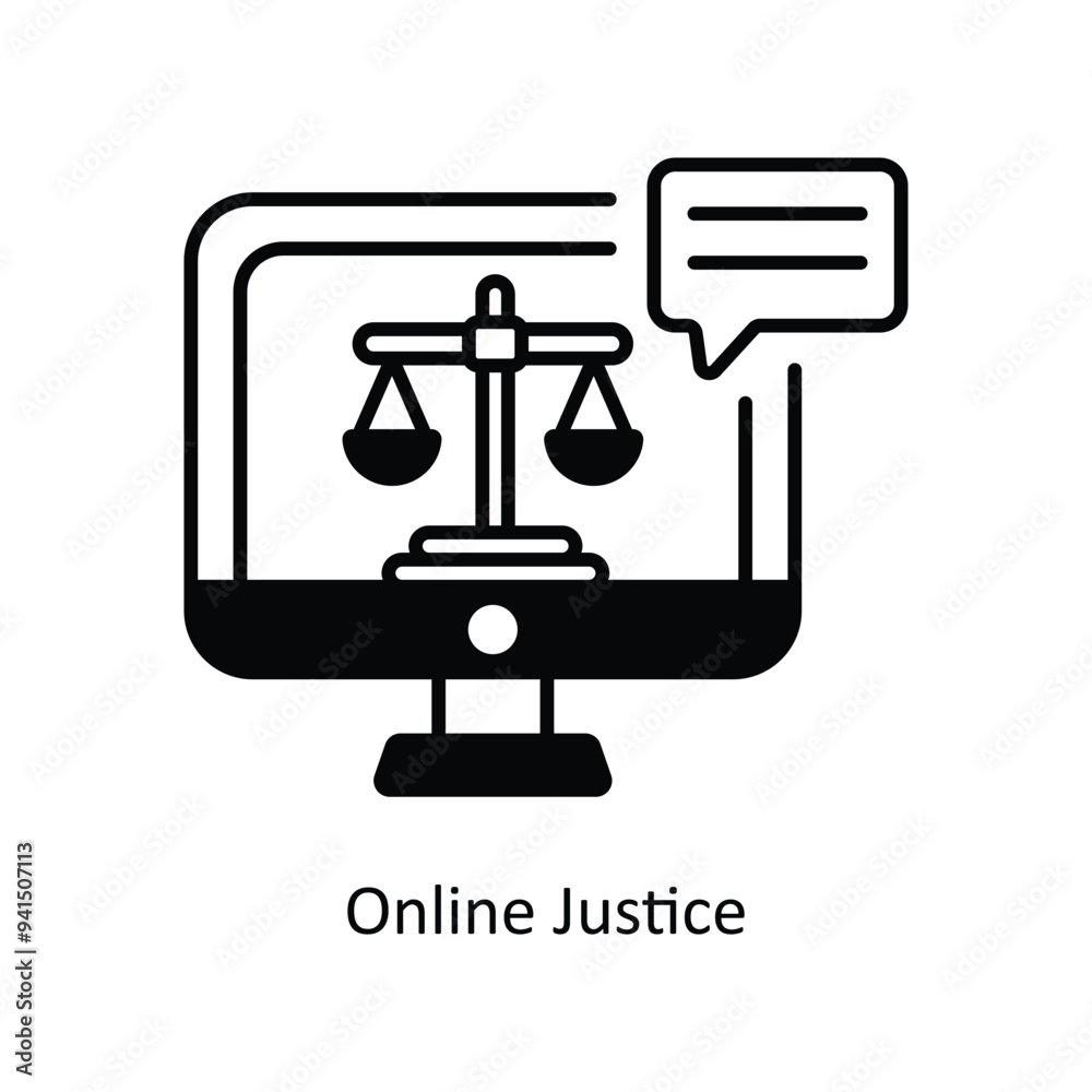 Online Justice Vector filled outline icon design illustration. Law And Justice symbol on white background EPS 10 File . Online Justice Vector filled outline icon design illustration. Law And Justice symbol on white background EPS 10 File .