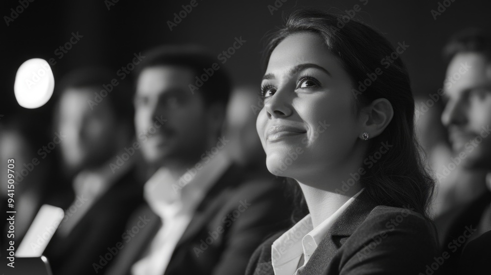 Smiling Woman in Auditorium Smiling Woman in Auditorium