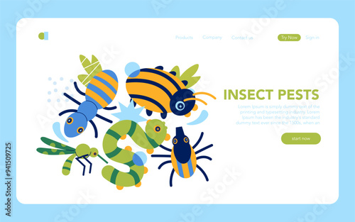 Insect Pests. Flat Vector Illustration