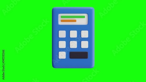 3D Illustration of Stylized Blue Calculator Icon Animation

