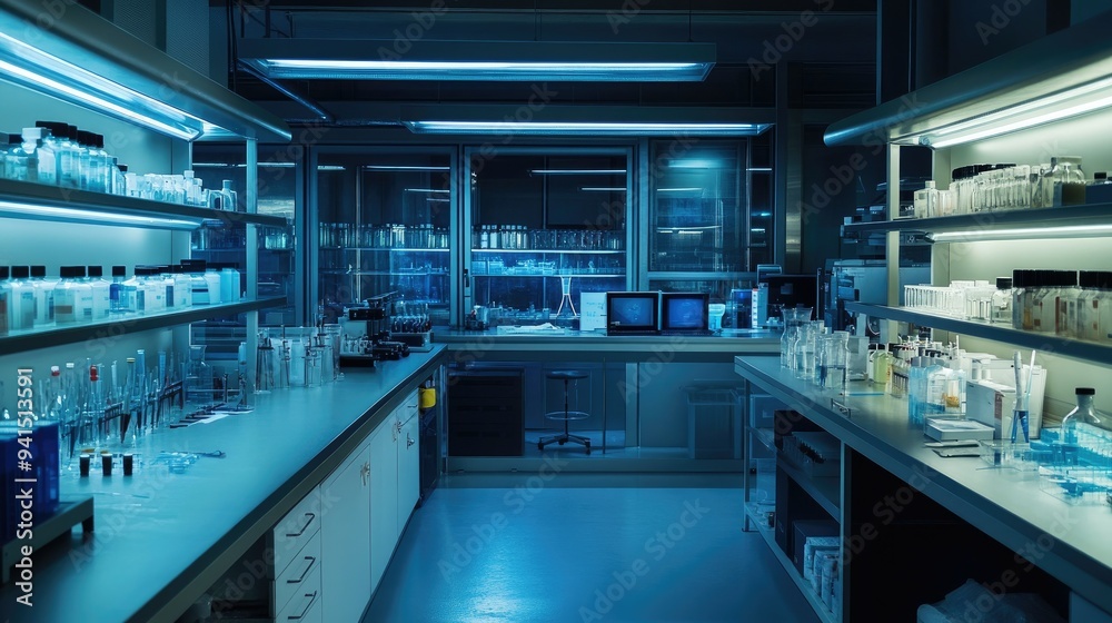 View of a modern laboratory with scientific equipment and instruments, highlighting the role of engineering in research View of a modern laboratory with scientific equipment and instruments, highlighting the role of engineering in research