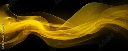 Multi-layer circular Yellow soft steam effect is required. The background is black, side view, realistic, and high-definition photo