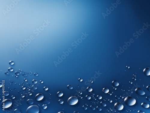 Navy Blue bubble with water droplets on it, representing air and fluidity. Web banner with copy space for photo text or product, blank empty  photo