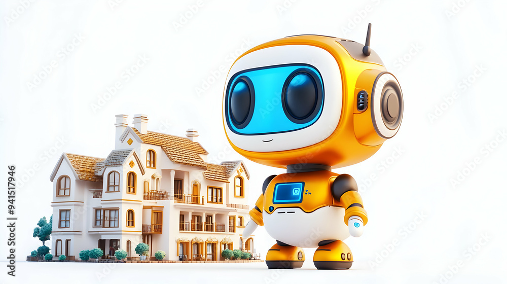 3D Icon as AI chatbot and holiday hotel concept as An AI chatbot icon paired with a holiday hotel icon representing the use of AI in booking and managing hotel accommodations perfect for isolated vect 3D Icon as AI chatbot and holiday hotel concept as An AI chatbot icon paired with a holiday hotel icon representing the use of AI in booking and managing hotel accommodations perfect for isolated vect