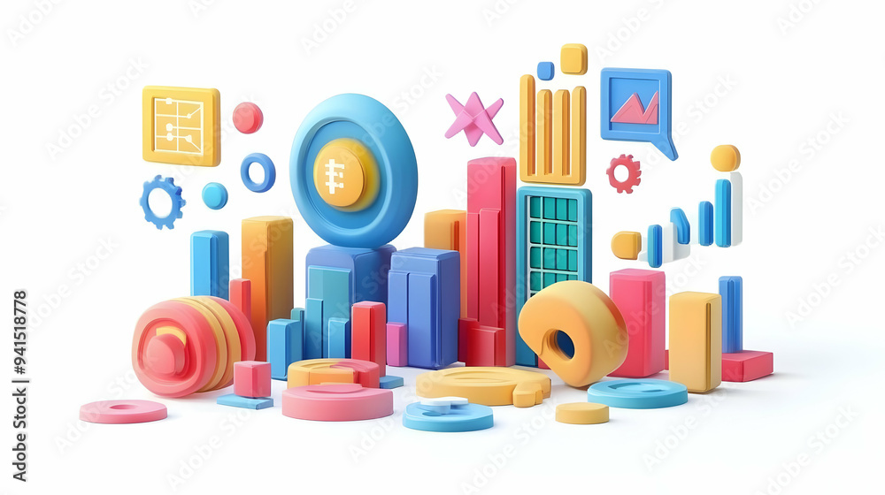 3D Icon as AI data mining and marketing trends concept as An AI data mining icon paired with a marketing trends icon representing the use of AI in identifying and analyzing marketing trends perfect fo 3D Icon as AI data mining and marketing trends concept as An AI data mining icon paired with a marketing trends icon representing the use of AI in identifying and analyzing marketing trends perfect fo