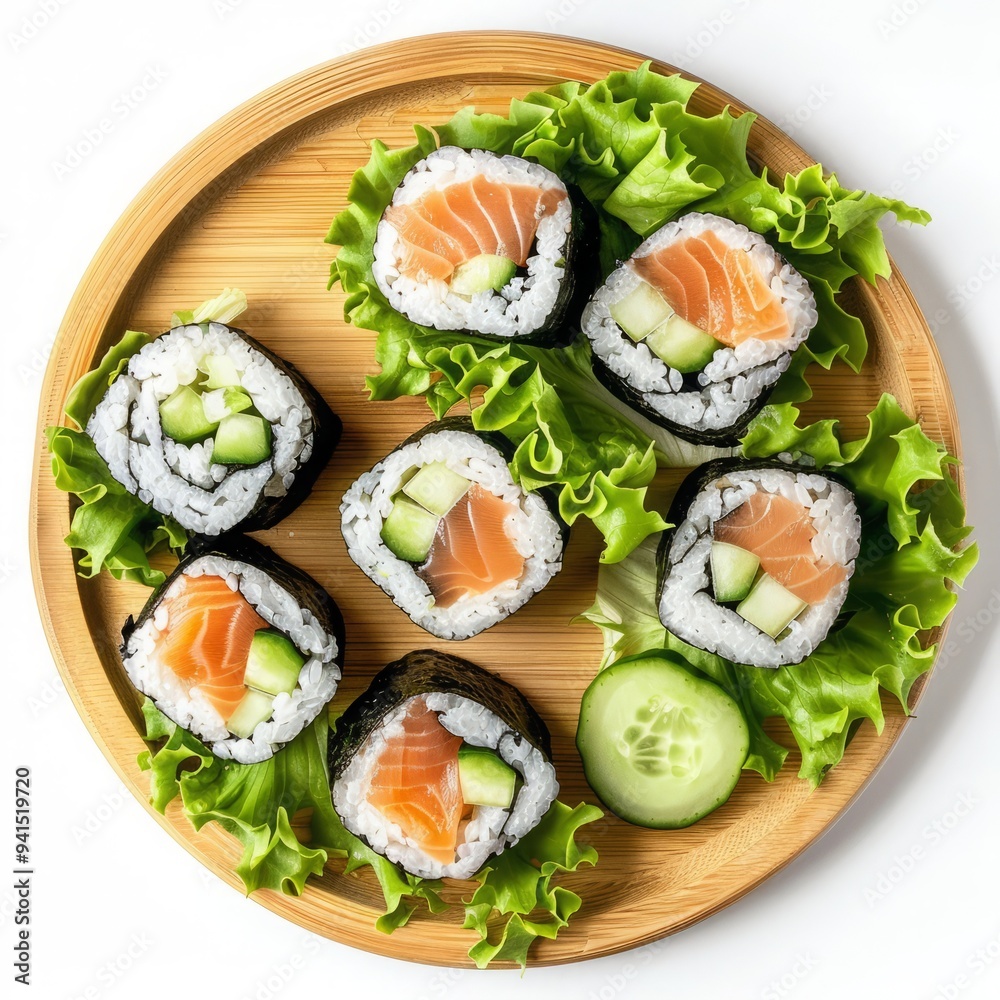 Sushi rolls set on isolated white background, Japanese food Sushi rolls set on isolated white background, Japanese food