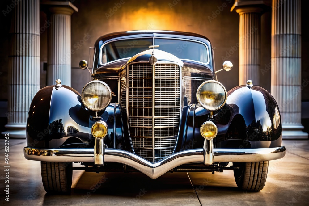 Fototapeta premium Art Deco Automotive Masterpiece: Cars with sleek lines, geometric patterns, and opulent details, reflecting the glamour and sophistication of the Art Deco era.