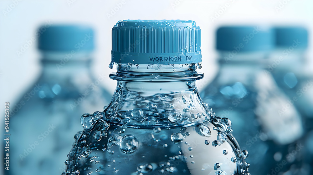 3D Icon as Glass water bottles with World Food Day text isolated on white concept as Camera movement Zoom into the glass water bottles. Scene Isolated white background. Detail Highlighting sustainable 3D Icon as Glass water bottles with World Food Day text isolated on white concept as Camera movement Zoom into the glass water bottles. Scene Isolated white background. Detail Highlighting sustainable
