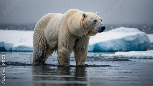 Orso polare sulla neve dell'Artico photo