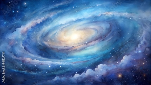 A Dreamy Watercolor Depiction of the Milky Way Galaxy generative AI