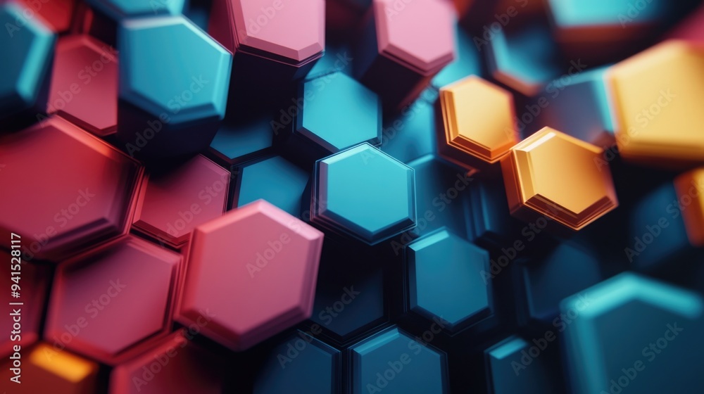 Vibrant, Futuristic Abstract Design with Geometric Patterns