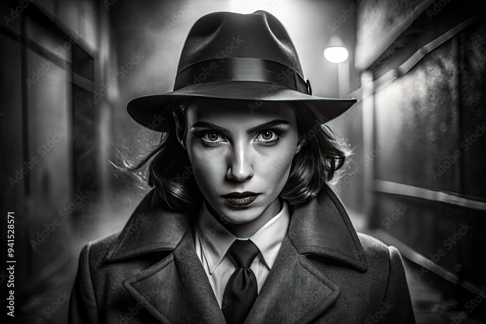 Atmospheric Black and White Noir: Mysterious, moody, cinematic, noir, vintage