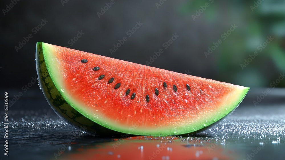 ultra realistic image of cut wet watermelon with transparent background ultra realistic image of cut wet watermelon with transparent background