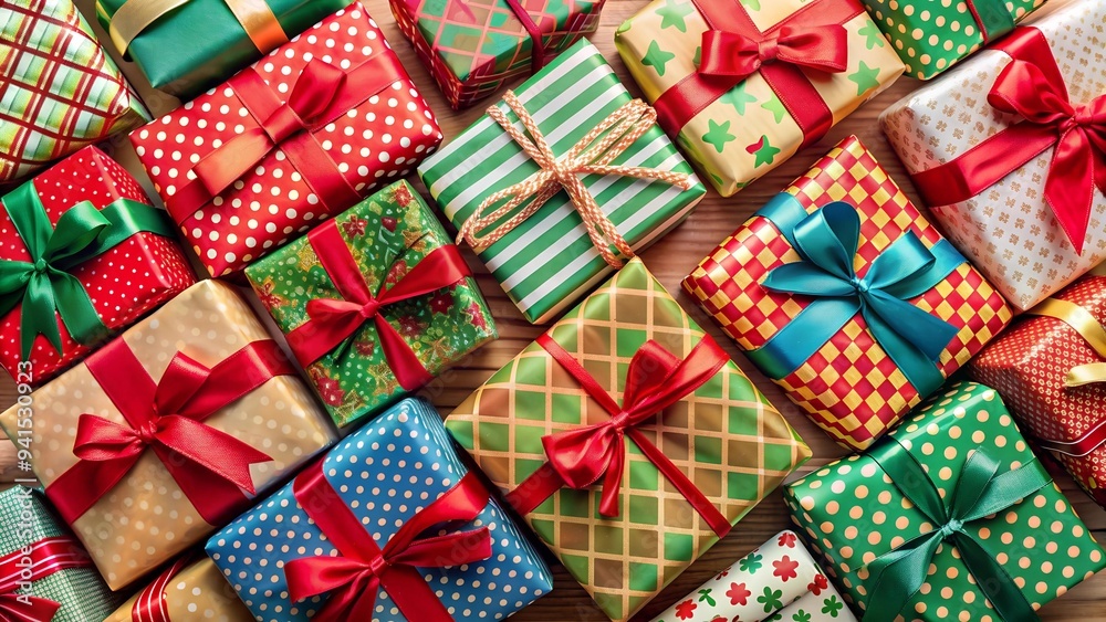 A Symphony of Colors: A Festive Collection of Wrapped Presents Generative AI A Symphony of Colors: A Festive Collection of Wrapped Presents Generative AI
