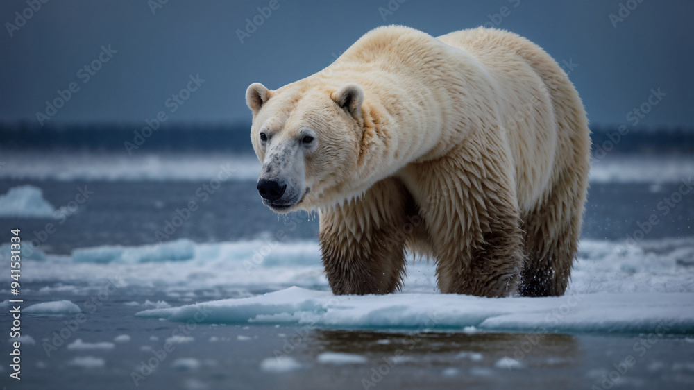 Fototapeta premium Orso polare sulla neve dell'Artico