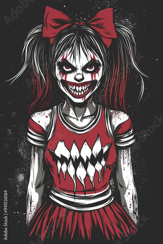 halloween vampire cheerleader with a skull