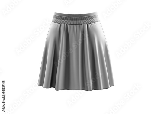 Gray skirt on white background, simple and modern. photo