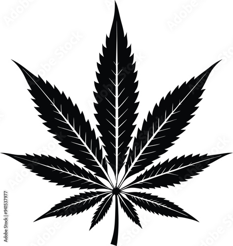 marijuana leaf silhouette illustration black and white