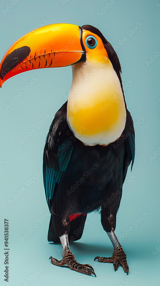 Naklejka premium magnificent realistic yellow-breasted toucan on white background