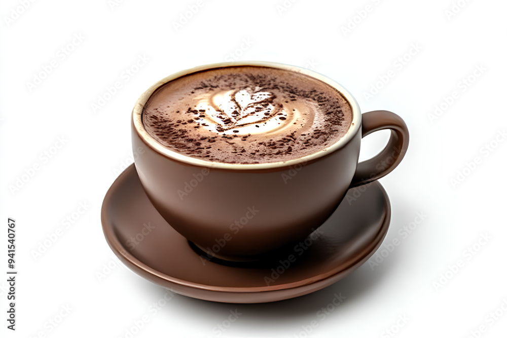 A cup of mocha latte with the picture above, white background A cup of mocha latte with the picture above, white background