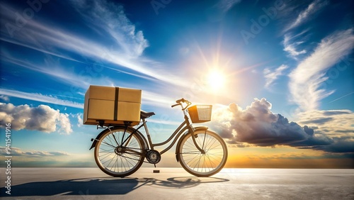 Golden Rays Illuminating a Delivery Bicycle  AI Generated photo