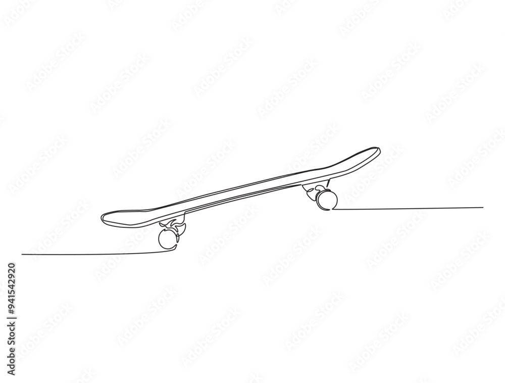 Continuous one line drawing of skateboard on the street. Skateboard - Extreme sports line art vector illustration. Editable vector. Continuous one line drawing of skateboard on the street. Skateboard - Extreme sports line art vector illustration. Editable vector.
