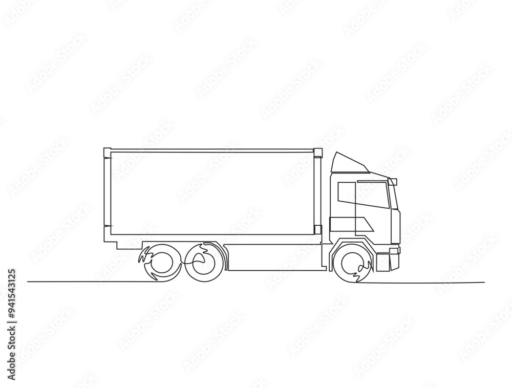 Continuous one line drawing of Delivery truck. Simple Cargo Delivery Truck line art vector illustration. Editable vector. Continuous one line drawing of Delivery truck. Simple Cargo Delivery Truck line art vector illustration. Editable vector.