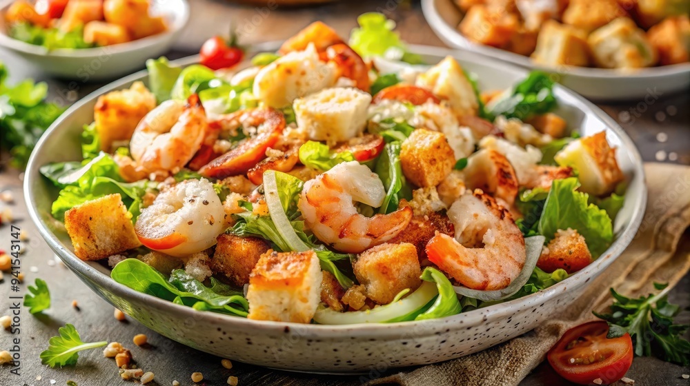 Seafood Caesar Salad shrimp prawns Seafood Caesar Salad shrimp prawns