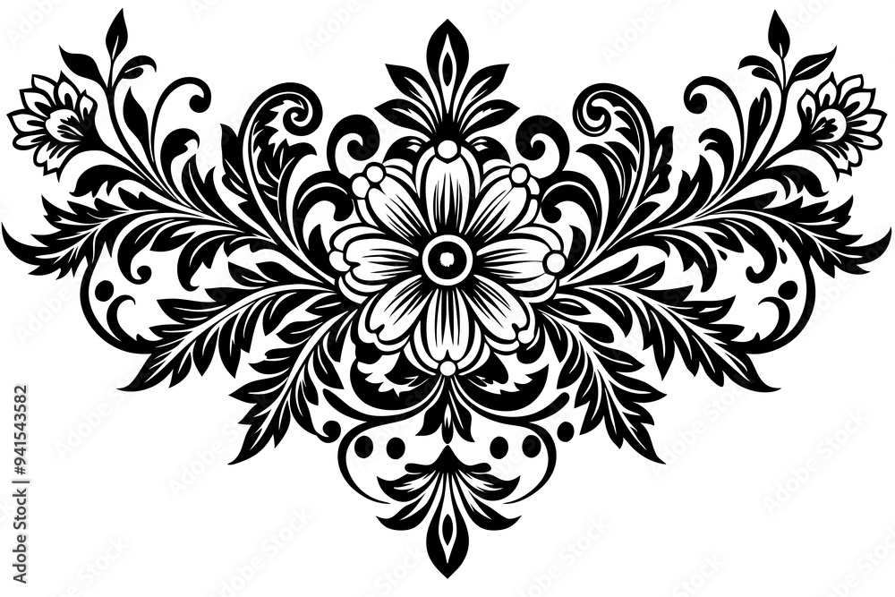 graphic with a black elegant plant ornament graphic with a black elegant plant ornament