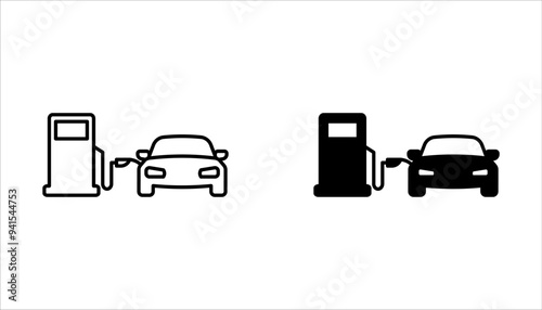 Gas station icon set. Vector illustration For web design, isolated on white background.
