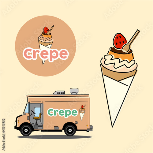 クレープ屋さんをイメージしたイラストレーションです