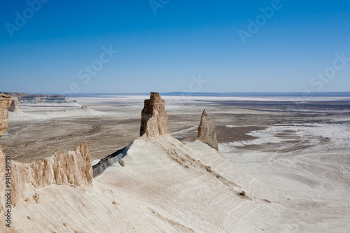 Stunning Mangystau landscape, Kazakhstan. Rock pinnacles view, Bozzhira valley photo