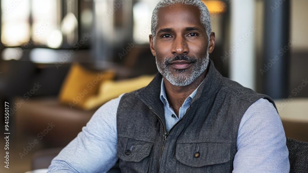 Obraz premium Confident Mature Businessman with Stylish Gray Beard