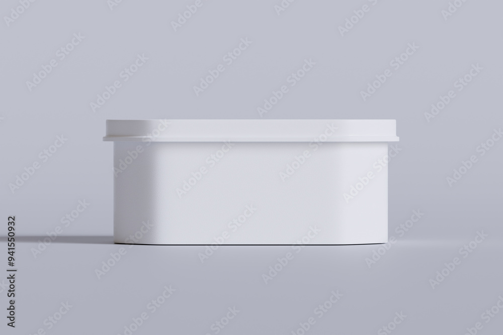 Tin box for food, ice cream container packaging isolated on gray background 3D rendering illustration Tin box for food, ice cream container packaging isolated on gray background 3D rendering illustration